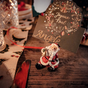Lot de 4 Marque-place Père Noël en résine 4,5 x 10,5 cm