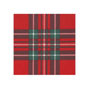 Lot de 20 serviettes  papier intissé écossais rouge 25 x 25 cm