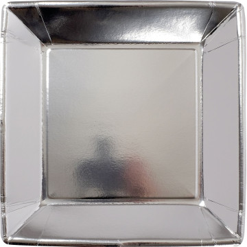 Lot de 8 assiettes carrées jetables en carton argent