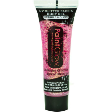 Tube de gel paillettes Body paint rose fluo UV  visage et corps 10ML
