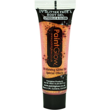 Tube de gel paillettes Body paint  orange fluo UV  visage et corps 10ML