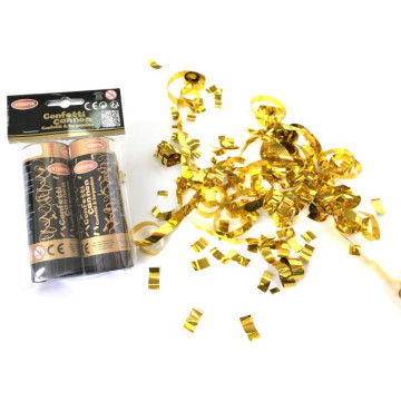 Lot de 2 canons à confettis or 11 cm