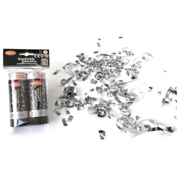 Lot de 2 canons à confettis argent 11 cm