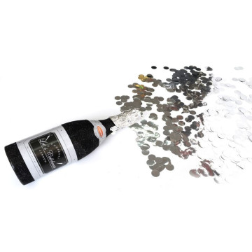 Canon à confettis forme bouteille paillette noire