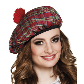 Béret écossais Tartan rouge