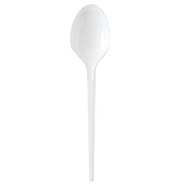 Lot de 50 cuillères à potage jetables en plastique blanc16,5 cm