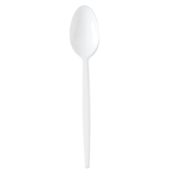 Lot de 100 cuillères à dessert jetables en CPLA blanc 12,5 cm