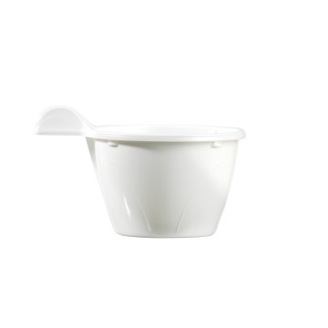 Lot de 50 tasses à café avec anse jetables en plastique blanc 10 cl