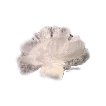 Lot de 10 ronds de tulle ver à soie blanc