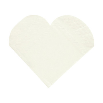 Lot de 20 serviettes cœurs en papier blanches