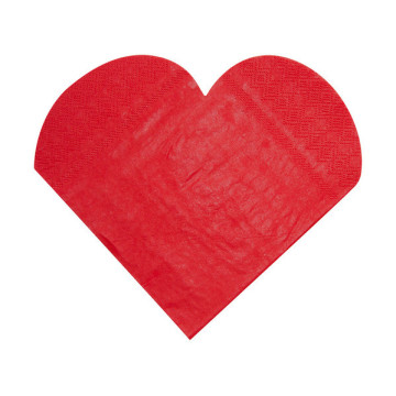 Lot de 20 serviettes cœurs en papier rouges