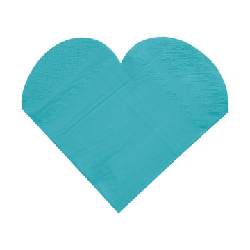 Lot de 20 serviettes cœurs en papier turquoise