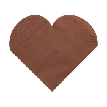 Lot de 20 serviettes cœurs en papier chocolat