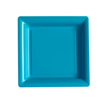 Lot de 12 assiettes carrées jetables turquoise PM