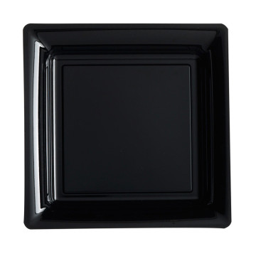 Lot de 12 assiettes carrées jetables noires MM