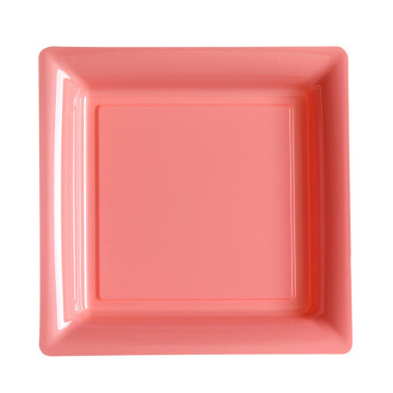 Lot de 12 assiettes carrées jetables rose pâle MM