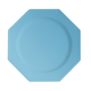 Lot de 12 assiettes octogonales jetables bleu ciel MM