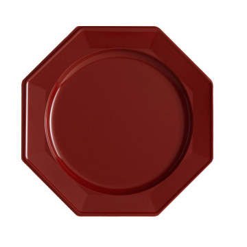 Lot de 12 assiettes octogonales jetables bordeaux MM