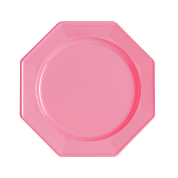 Lot de 12 assiettes octogonales jetables rose pâle MM