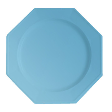 Lot de 12 assiettes octogonales jetables bleu ciel GM