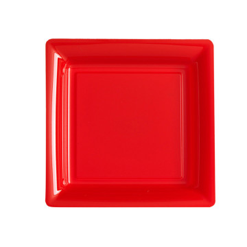 Lot de 12 assiettes carrées jetables rouges PM