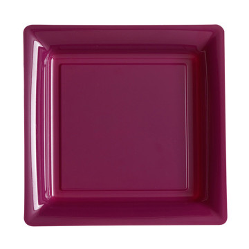 Lot de 12 assiettes carrées jetables aubergine MM