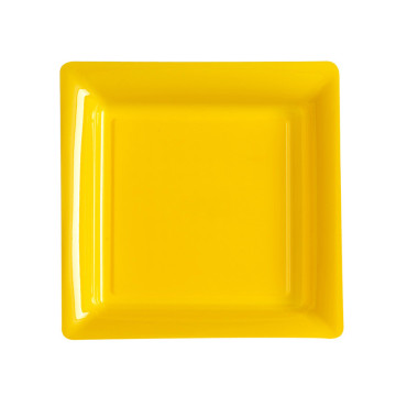 Lot de 12 assiettes carrées jetables jaune prairie PM