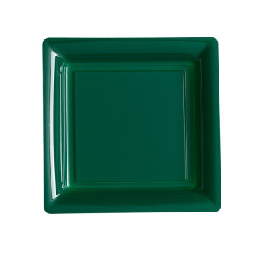 Lot de 12 assiettes carrées jetables vert sapin GM