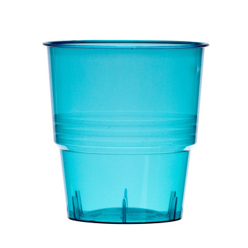 Lot de 10 verres jetables en plastique turquoise transparent