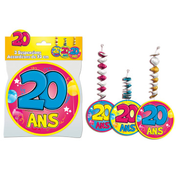 Lot de 3 Suspensions accordéon 20 ans assorties