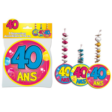 Lot de 3 Suspensions accordéon 40 ans assorties