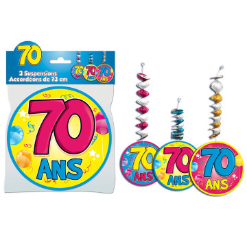 Lot de 3 Suspensions accordéon 70 ans assorties