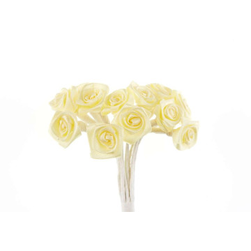 Lot de 24 mini roses satin ivoire