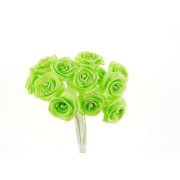 Lot de 24 mini roses satin tilleul