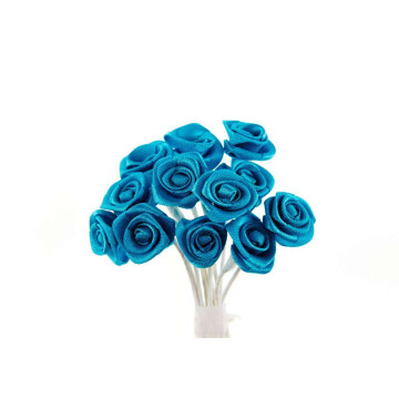 Lot de 24 mini roses satin turquoise
