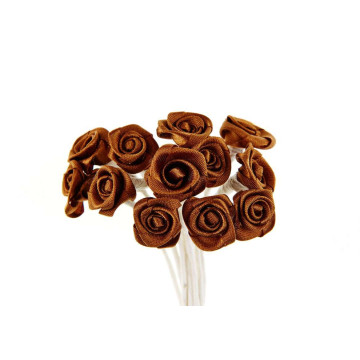 Lot de 24 mini roses satin chocolat