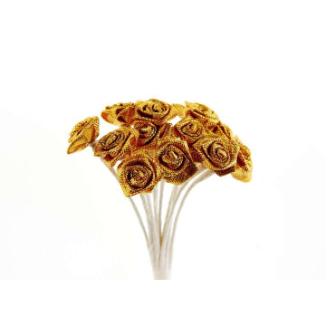 Lot de 24 mini roses satin or