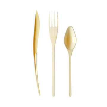 Lot de 30 couverts plastiques réutilisables ivoire