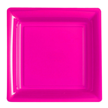 Lot de 12 assiettes carrées jetables framboise GM