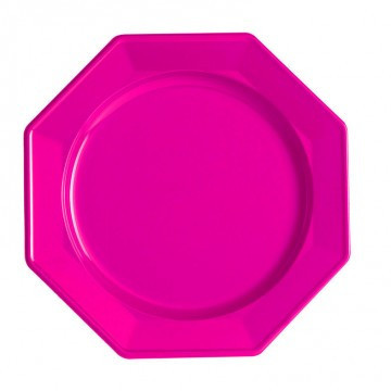 Lot de 12 assiettes octogonales jetables framboise GM