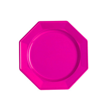 Lot de 12 assiettes octogonales jetables framboise PM