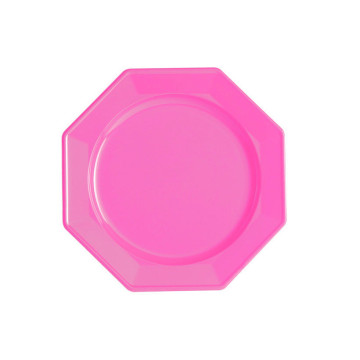 Lot de 12 assiettes octogonales jetables rose pâle PM