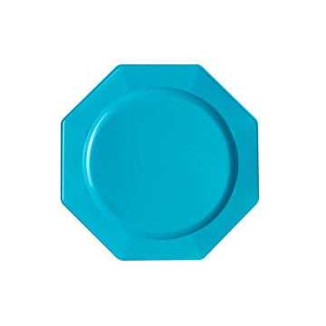 Lot de 12 assiettes octogonales jetables turquoise PM