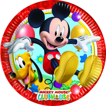 Lot de 8 assiettes jetables en carton Mickey 23 cm