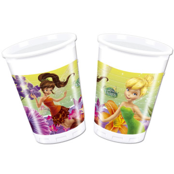 Lot de 8 gobelets jetables en carton  Fée clochette 20 cl