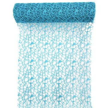Chemin de table spider (filet) turquoise