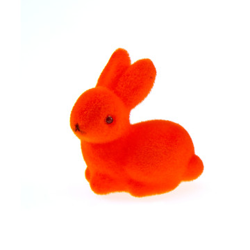 Lot de 3 petits lapins floqués orange