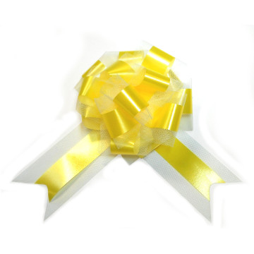 Nœud à tirer tulle pompon jaune