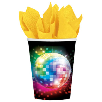 Lot de 8 gobelets jetables Disco 70's en carton