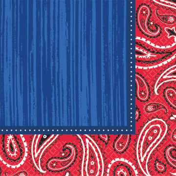 Lot de 16 serviettes jetables Bandana & Blue jeans en papier